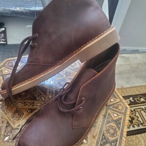 CLARKS Bushacre 2 Dark Brown Chukka Boots Size 10